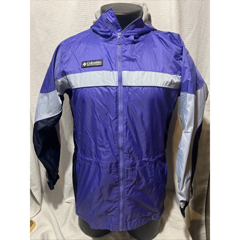 Columbia Vintage Kids Windbreaker Jacket Full Zip Pockets Purple 14/16